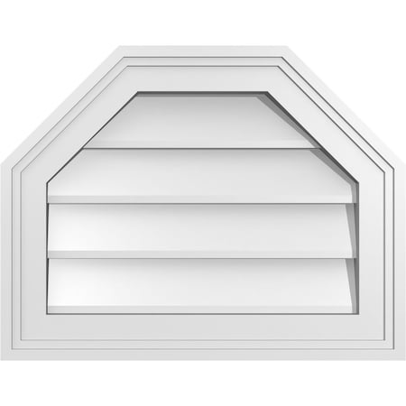 Ekena Millwork Octagonal Top Surface Mount PVC Gable Vent w/ 2"W x 1-1/2"P Brickmould Frame, 18"W x 14"H GVPOT18X1402SN